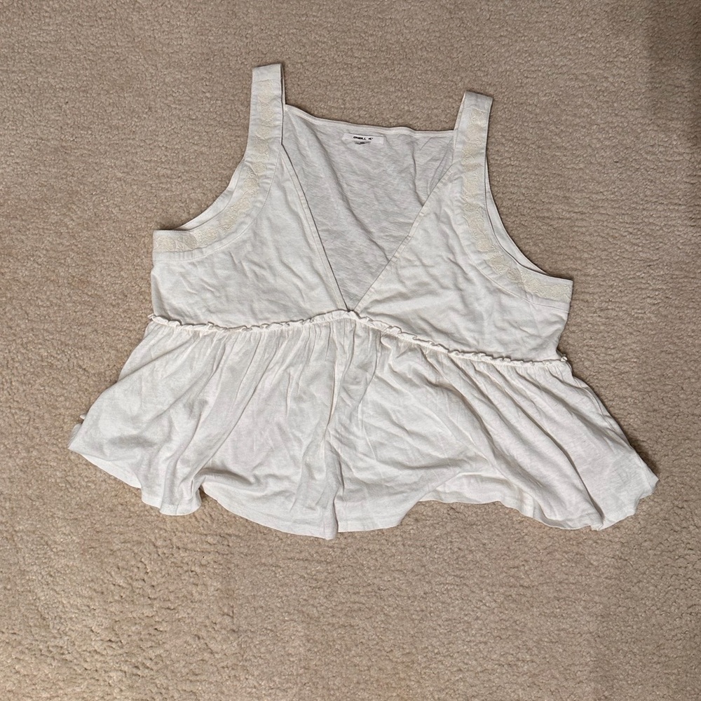 O'Neill White V-Neck Peplum Top